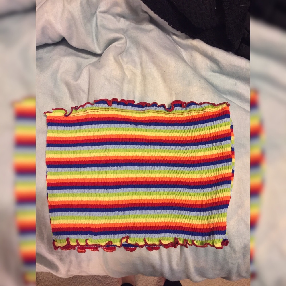 iheartraves Rainbow Smocked Tube Top